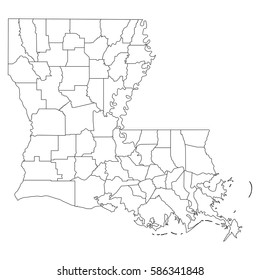 High detailed vector map with counties/regions/states - Louisiana