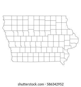 High Detailed Vector Map With Counties/regions/states - Iowa