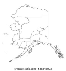 High detailed vector map with counties/regions/states - Alaska