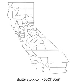 High detailed vector map with counties/regions/states - California