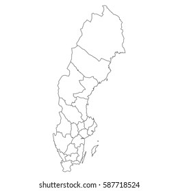 High detailed vector map with counties/regions/states - Sweden