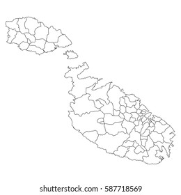 High detailed vector map with counties/regions/states - Malta