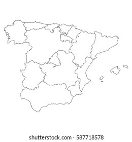 High detailed vector map with counties/regions/states - Spain