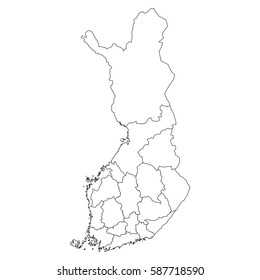High detailed vector map with counties/regions/states - Finland