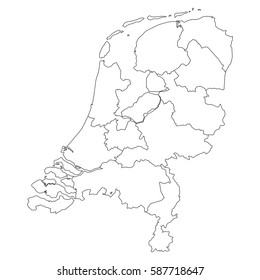 High detailed vector map with counties/regions/states - Netherlands