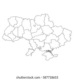 High detailed vector map with counties/regions/states - Ukraine