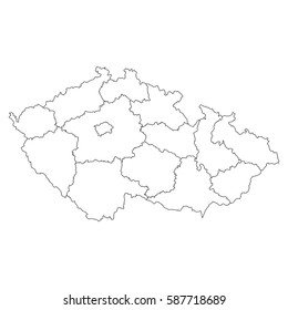 High detailed vector map with counties/regions/states - Czech Republic