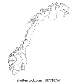 High detailed vector map with counties/regions/states - Norway