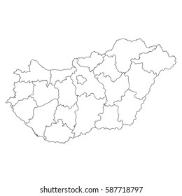 High detailed vector map with counties/regions/states - Hungary
