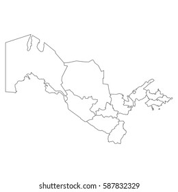 High detailed vector map with counties/regions/states - Uzbekistan