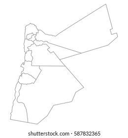 High detailed vector map with counties/regions/states - Jordan