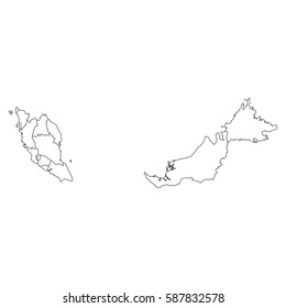 High detailed vector map with counties/regions/states - Malaysia