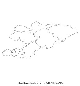 High detailed vector map with counties/regions/states - Kyrgyzstan