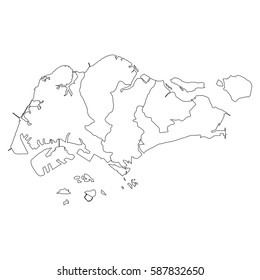 High detailed vector map with counties/regions/states - Singapore
