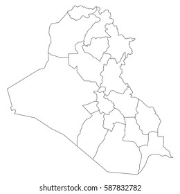 High detailed vector map with counties/regions/states - Iraq