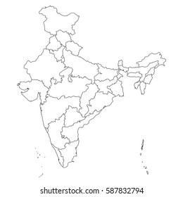 High Detailed Vector Map Countiesregionsstates India Stock Vector ...