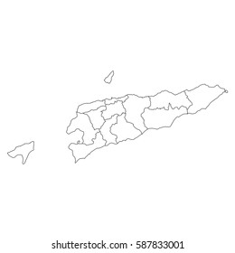 High detailed vector map with counties/regions/states - East Timor