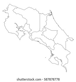 High detailed vector map with counties/regions/states - Costa Rica