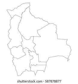 High detailed vector map with counties/regions/states - Bolivia