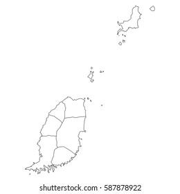 High detailed vector map with counties/regions/states - Grenada