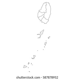 High detailed vector map with counties/regions/states - Saint Vincent and the Grenadines