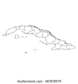 High detailed vector map with counties/regions/states - Cuba