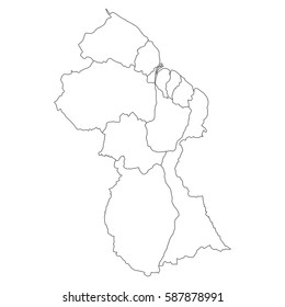 High detailed vector map with counties/regions/states - Guyana