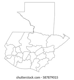High detailed vector map with counties/regions/states - Guatemala