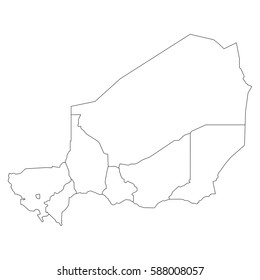 High detailed vector map with counties/regions/states - Niger