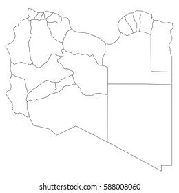 High detailed vector map with counties/regions/states - Libya