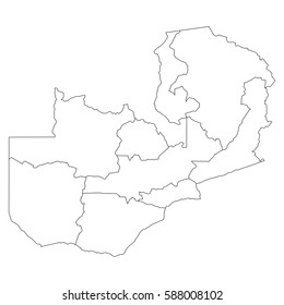 High detailed vector map with counties/regions/states - Zambia
