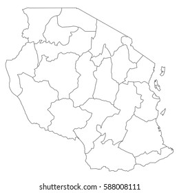 High detailed vector map with counties/regions/states - Tanzania