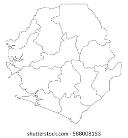 High detailed vector map with counties/regions/states - Sierra Leone