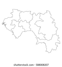 High detailed vector map with counties/regions/states - Guinea