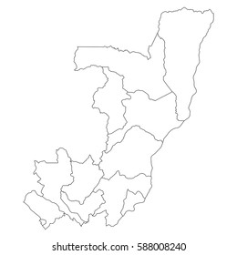 High detailed vector map with counties/regions/states - Congo