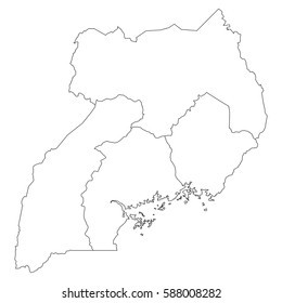 High detailed vector map with counties/regions/states - Uganda