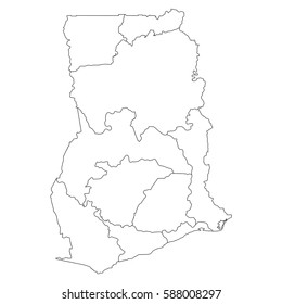 High detailed vector map with counties/regions/states - Ghana