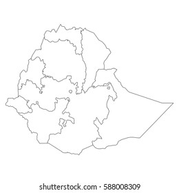 High detailed vector map with counties/regions/states - Ethiopia