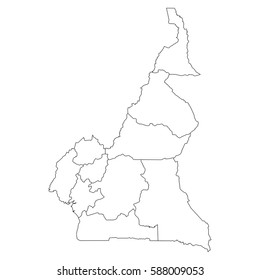 High detailed vector map with counties/regions/states - Cameroon