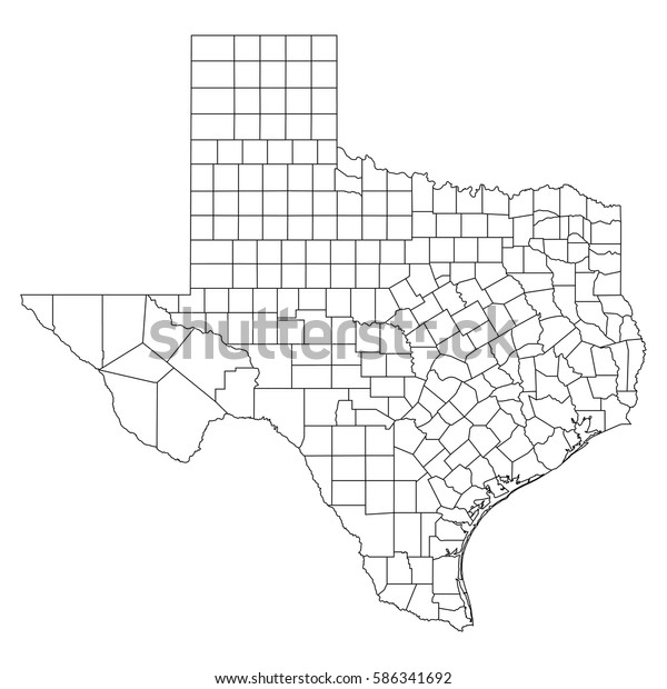 High Detailed Vector Map Countiesregionsstates Texas Stock Vector 