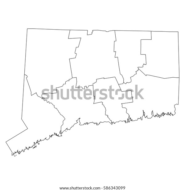 High Detailed Vector Map Countiesregionsstates Connecticut Stock Vector ...