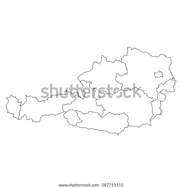 High Detailed Vector Map Countiesregionsstates Austria Stock Vector