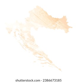 Mapa vectorial detallado alto. Croacia. Estilo acuarela. Color delicado del precio.
