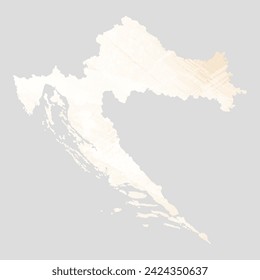 High detailed vector map. Croatia. Watercolor style. Banana color. Pastel yellow color.
