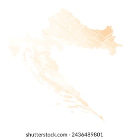 High detailed vector map. Croatia. Watercolor style. Biscuit color. Pastel yellow color.