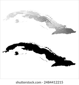 High detailed vector map. Cuba.