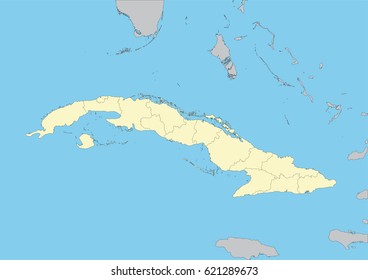 High detailed vector map of Cuba with provinces. File easy to edit and apply. Elements of this image furnished by NASA