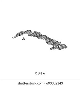 high detailed vector map. Cuba map Line black.