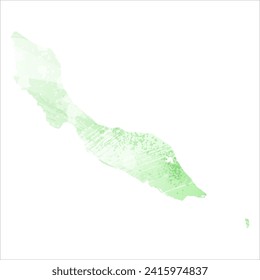 High detailed vector map. Curacao. Watercolor style. Light lettuce color. Pastel green.