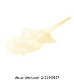 High detailed vector map. Cyprus. Watercolor style. Banana color. Pastel yellow. Delicate yellow.